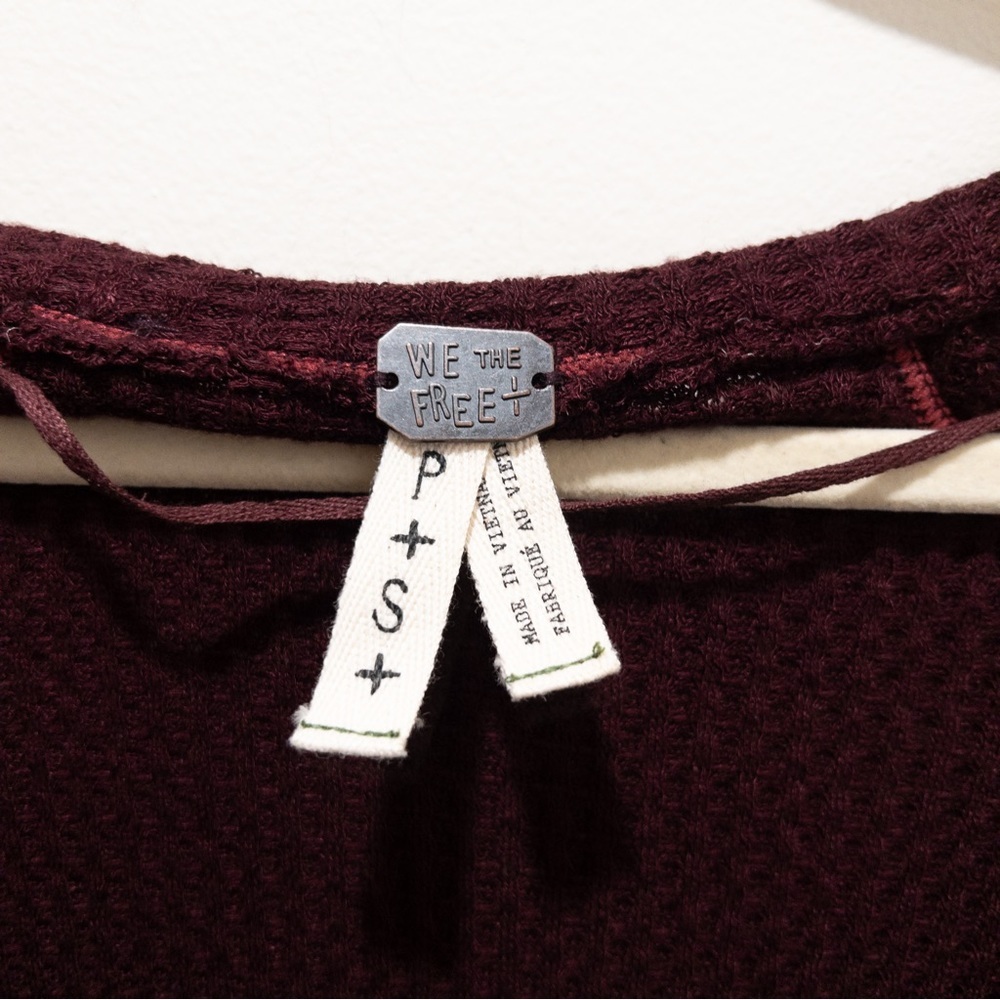 Free People We the Free Laguna Burgundy Thermal Long Sleeve Top - Picture 6 of 7
